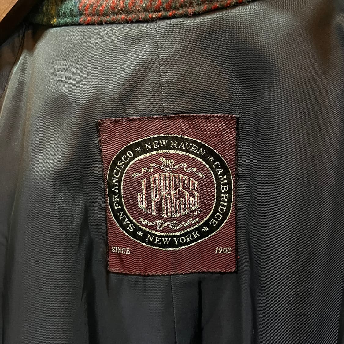 90s 제이프레스 타탄체크 울 코트 상품이미지5