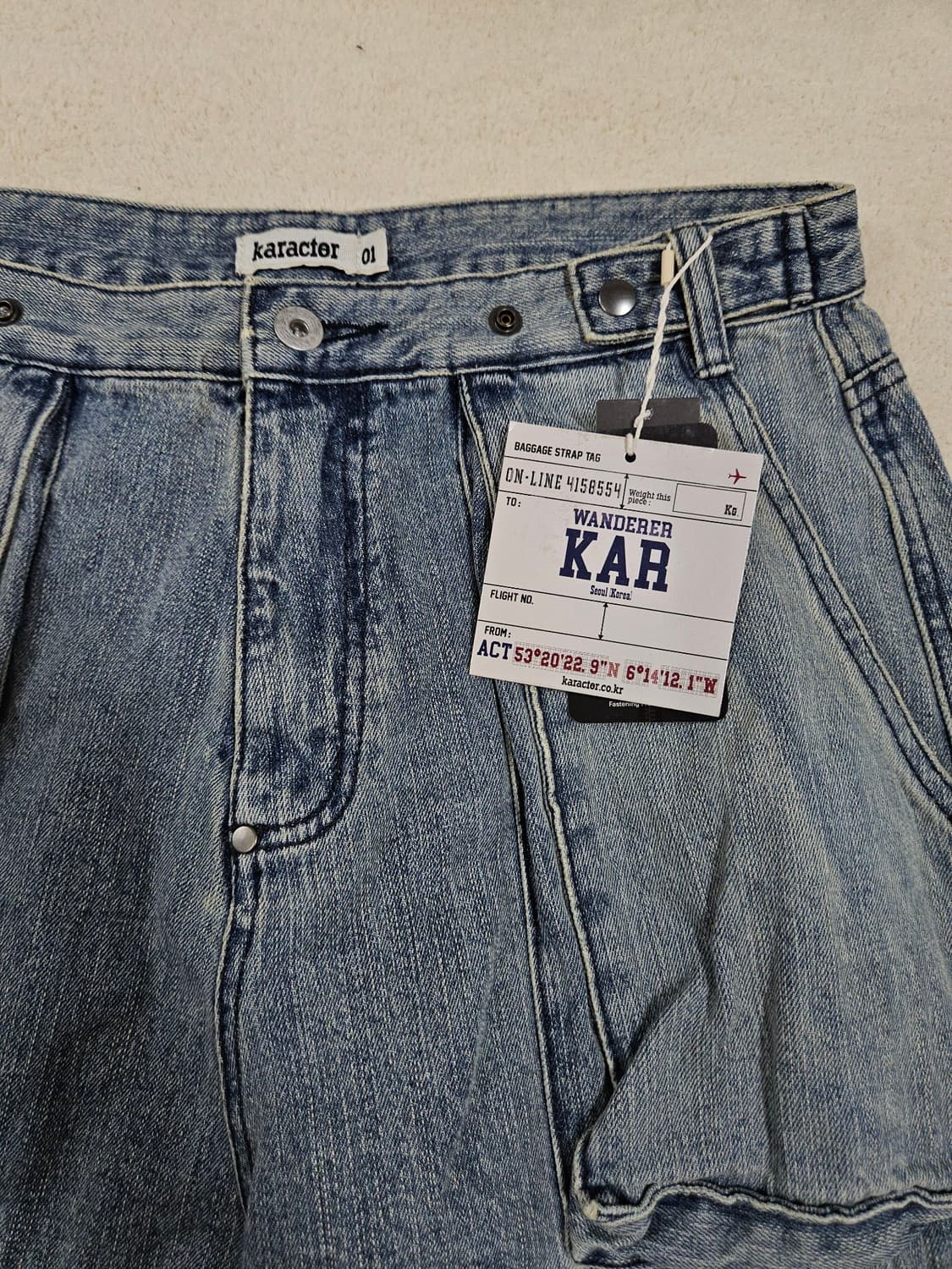 카락터 블런트 데님 퍼티그 팬츠 급처 상품이미지2