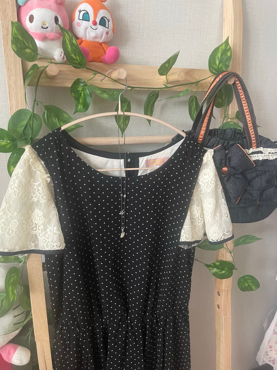 모리걸 빈티지 도트 원피스 set 🤍🖤🎀 상품이미지2