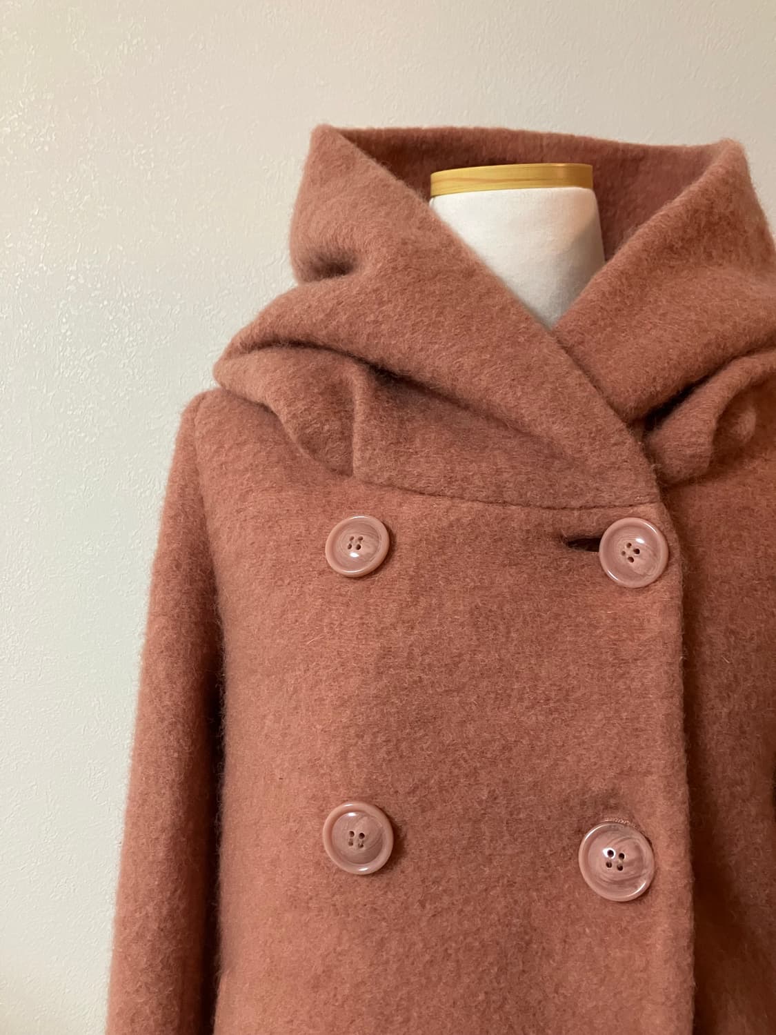 핑크색 더블 버튼 후드 코트 일본빈티지 모리걸 하구미 히메갸루 상품이미지2