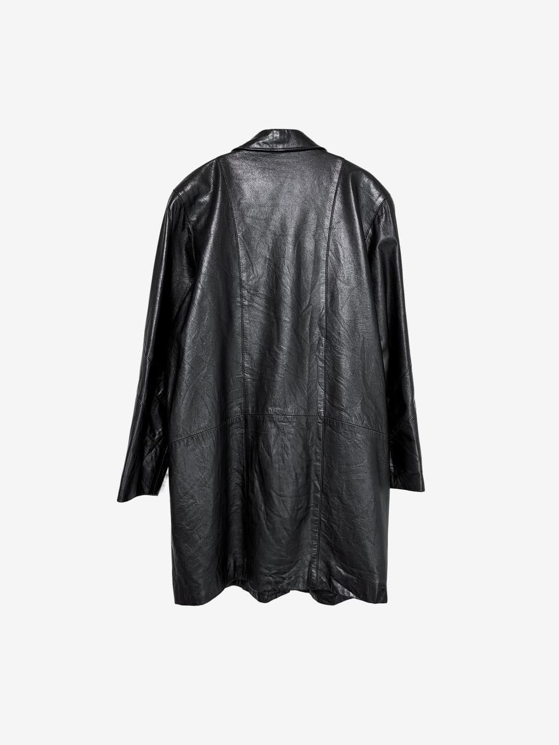 Double Button Leather Jacket - Black 상품이미지7