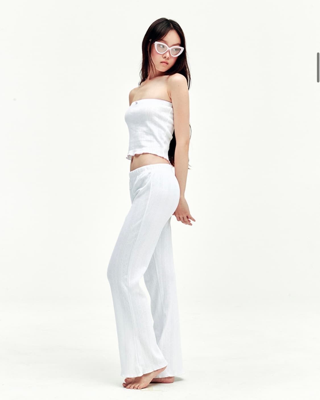 유희 아일렛 부츠컷 팬츠 화이트 EYELET BOOTSCUT PANTS 상품이미지6