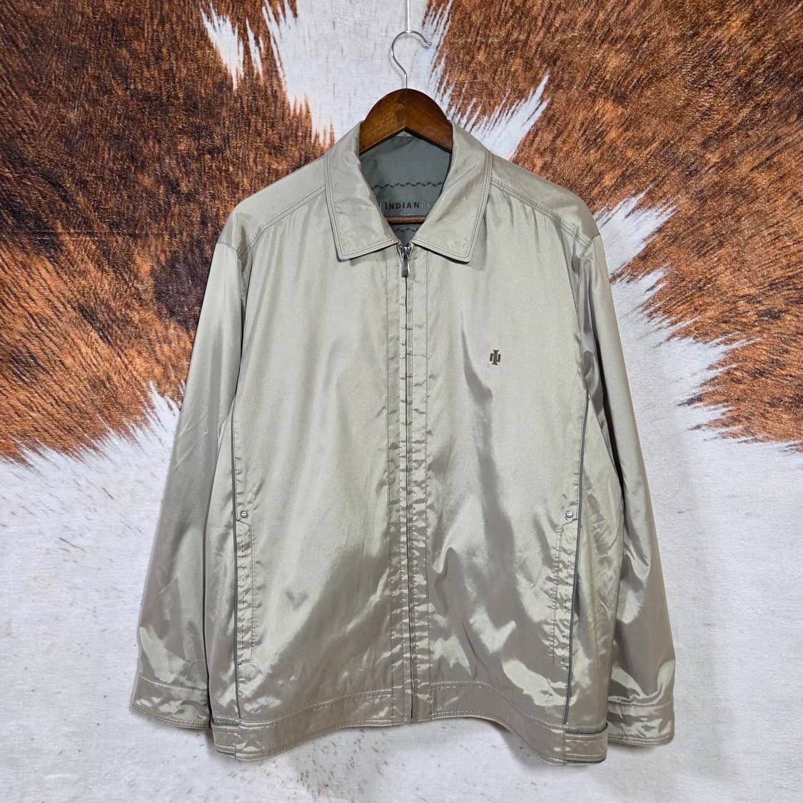 인디안 베이지 유광 블루종 자켓 상품이미지1