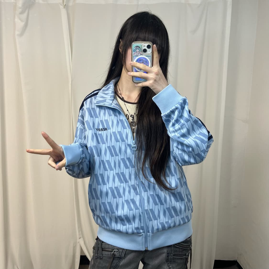 Nerdy sky blue pattern jersey 상품이미지2