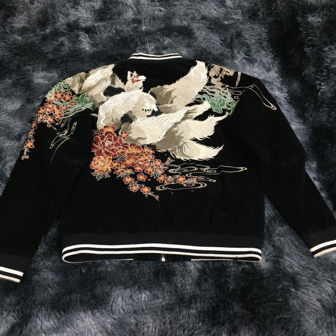 투티/0397 ONE DENIM 블랙 벨벳 스카잔 자켓 야구잠바 상품이미지3