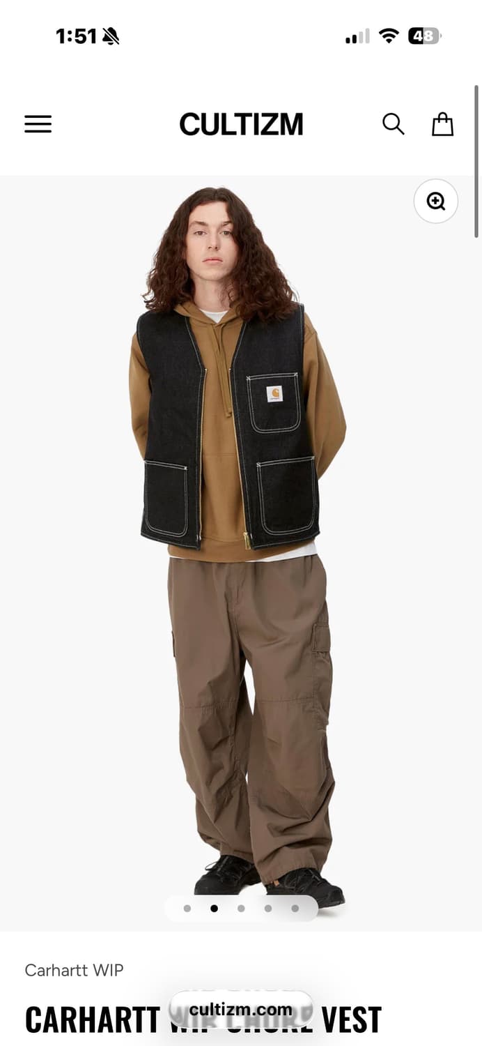 L)CARHARTT WIP CHORE VEST BLACK ONE WASH 상품이미지5