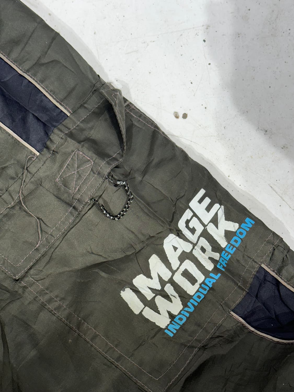 일본 빈티지 카키 블랙 사이드 라인 와이드 포켓 카고 팬츠 상품이미지6