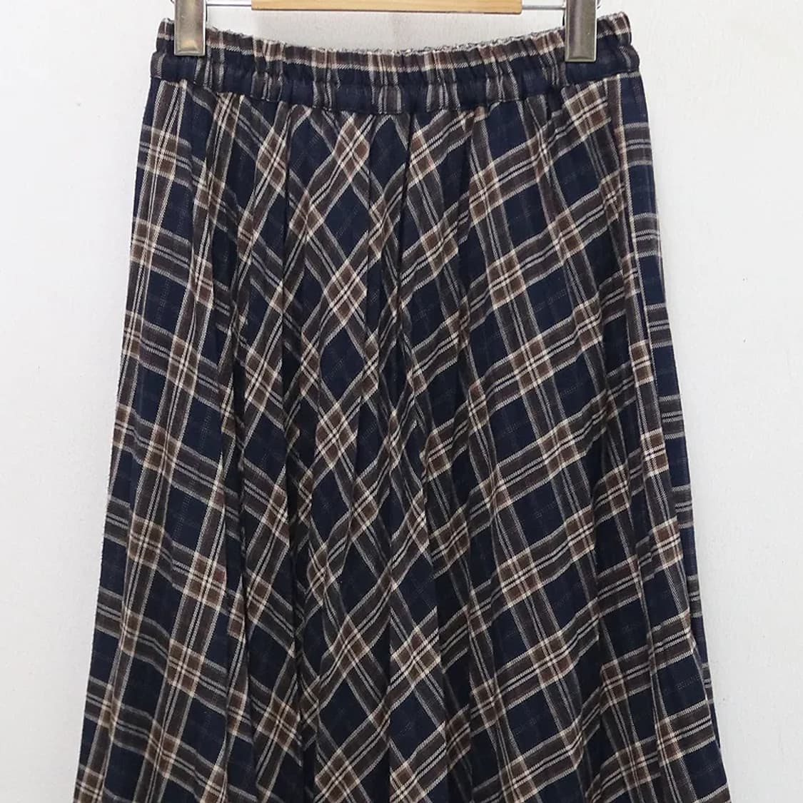 코르자 체크 밴딩 울 혼방 롱 스커트 61168 상품이미지3