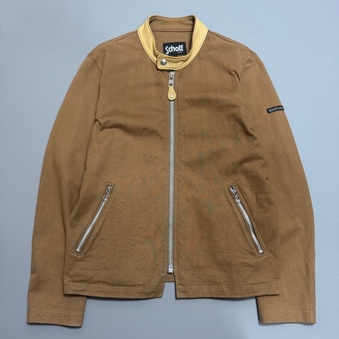 쇼트(Schott) 브라운컬러 코튼 리얼 레더 칼라넥 라이더스 자켓 상품이미지8