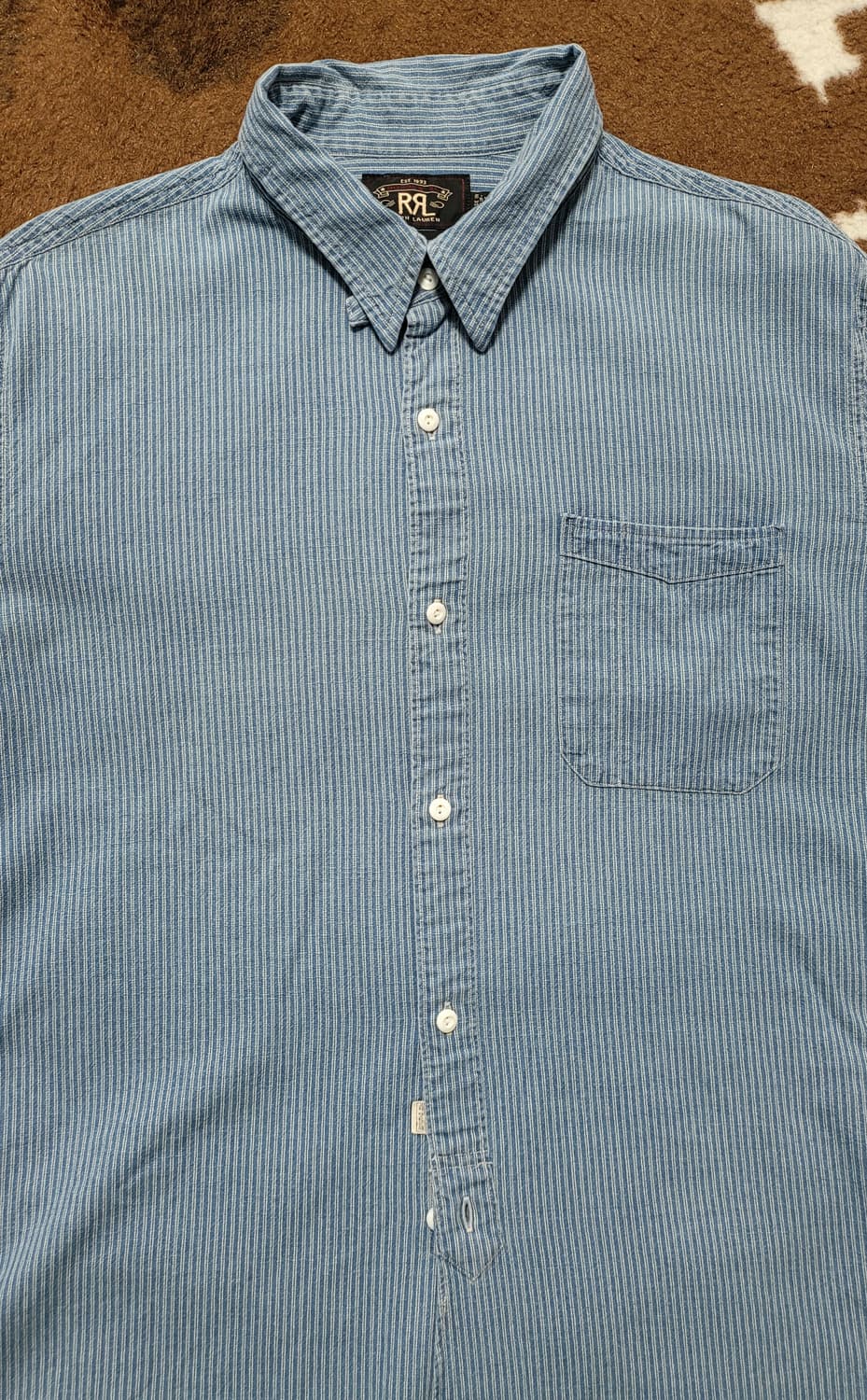 RRL 남성용 블루 스트라이프 남방(XL) 상품이미지4