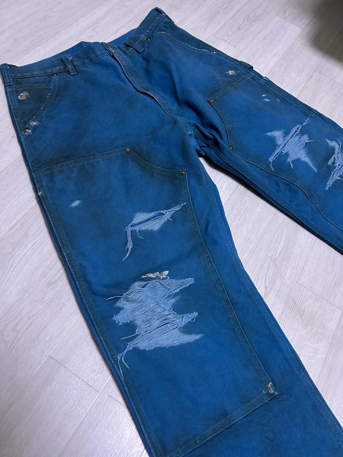 카미야 보로 덕 페인터 팬츠 블루 M 상품이미지7