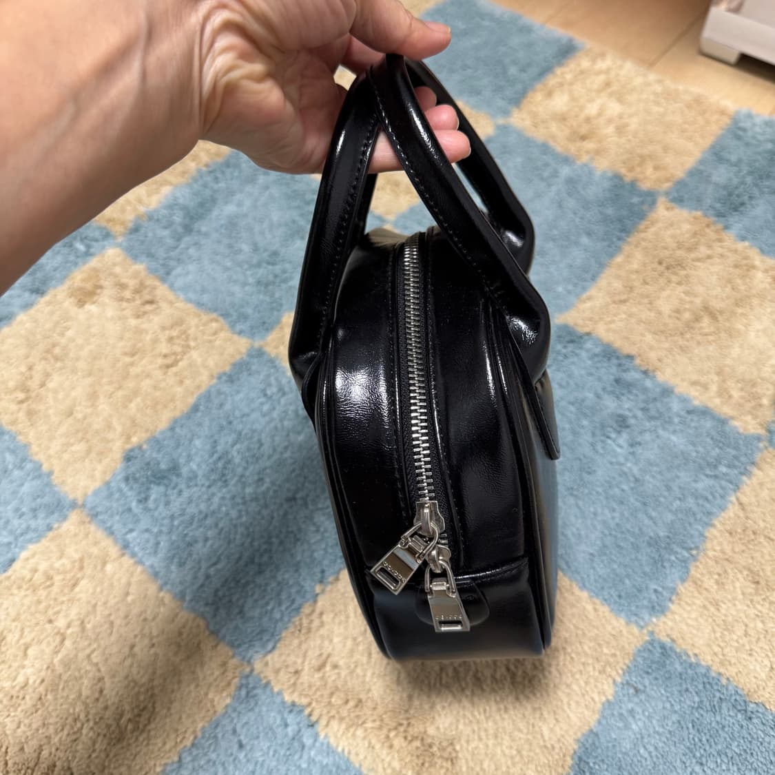 고세 미니플럼 크로스 토트백, 블랙, 미니백 토트백 크로스 상품이미지2