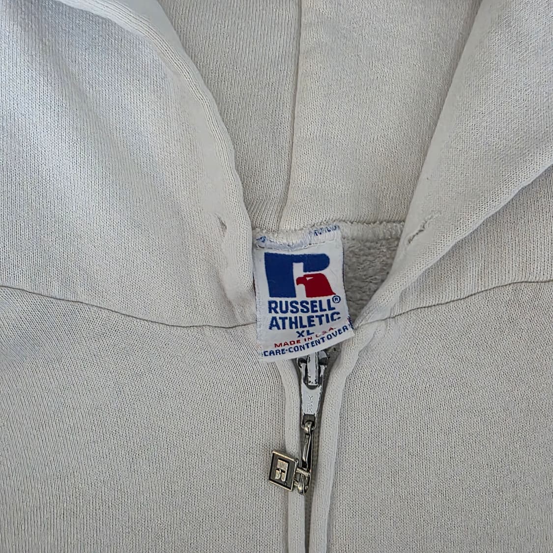 [XL] 90s 빈티지 러셀 애슬레틱 화이트 후드집업 Usa스테인 상품이미지4