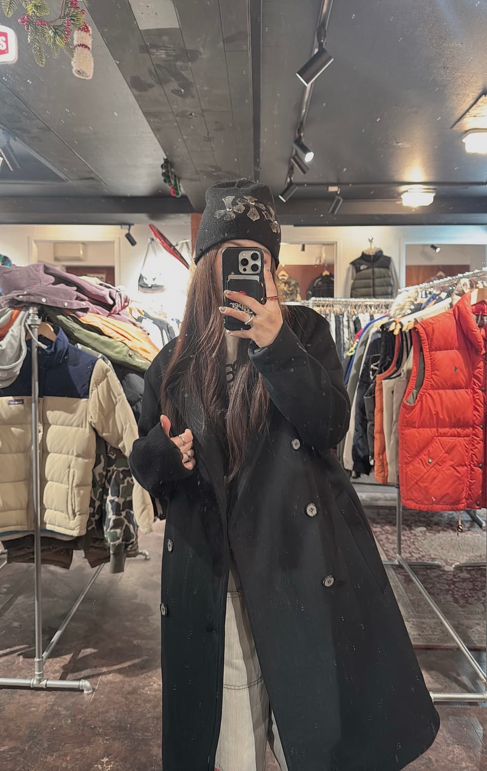 앤더슨벨 조나스 오버핏 캐시미어 블랙 롱 더플 코트 S 상품이미지8