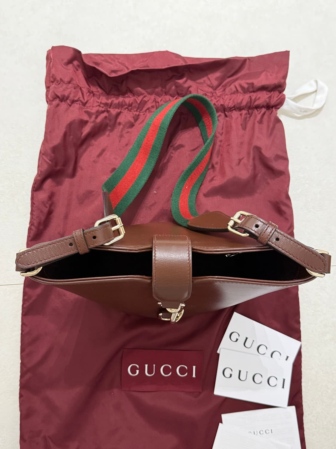 구찌 미니 버킷 숄더백 로쏘 앙코라 레더 상품이미지3