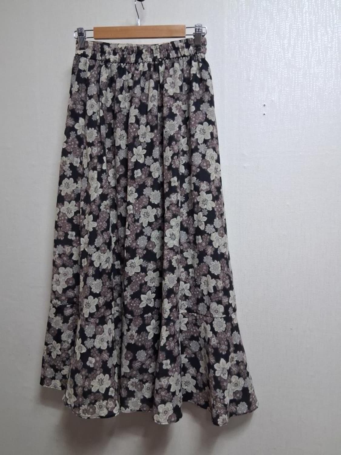 FREAKS STORE 일본수입 갈색 플로랄 플레어롱스커트 밑단 머메이드 상품이미지2