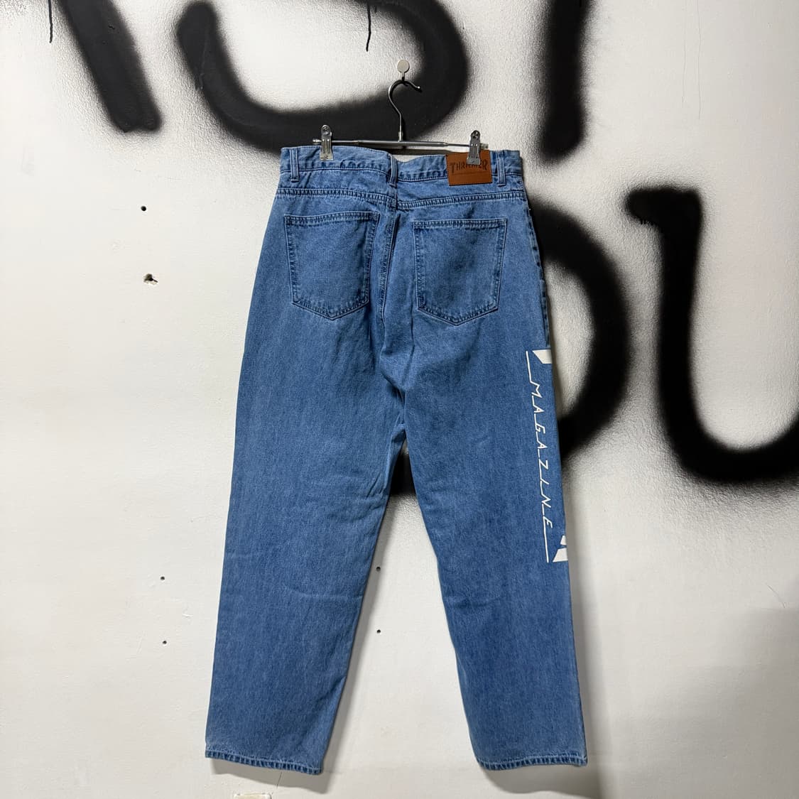 Thrasher 쓰레셔 빅 로고 프린팅 연청 와이드 데님 팬츠 상품이미지2