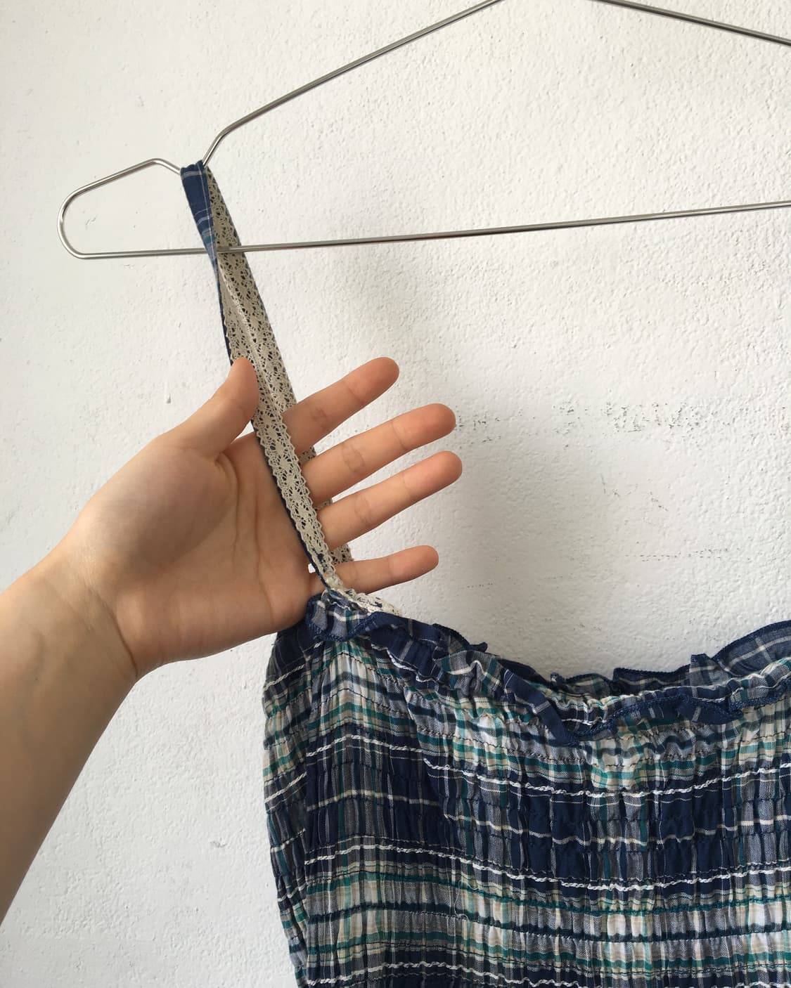 Embroidery point check pattern sleeveles 상품이미지3