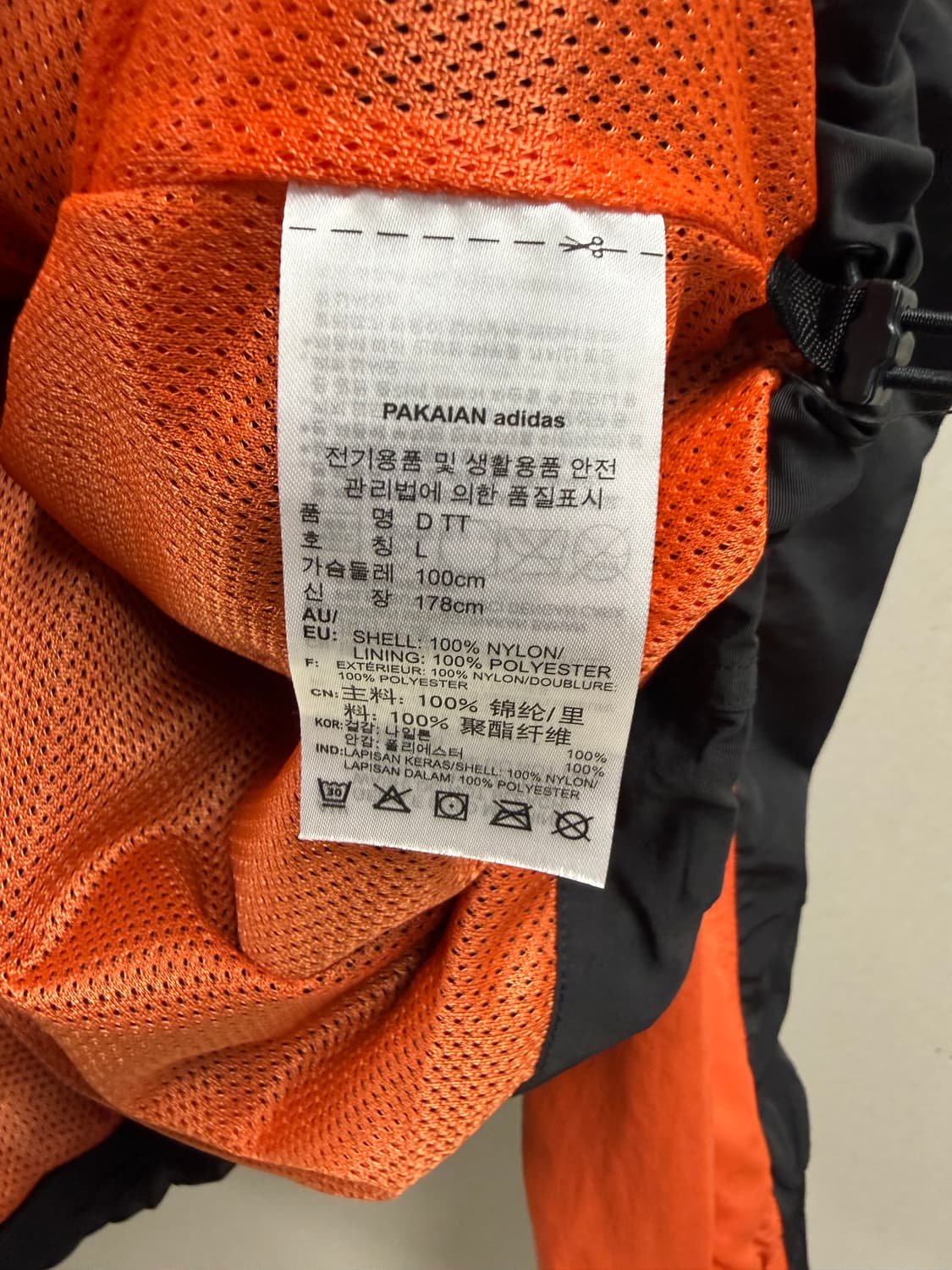 남성 L / 아디다스 바람막이 아노락 자켓 블랙/오렌지 상품이미지5