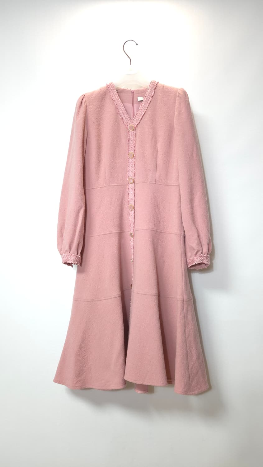 듀엘 자카드 핑크 플레어 원피스 55 사이즈 (미착용택제품) 상품이미지3