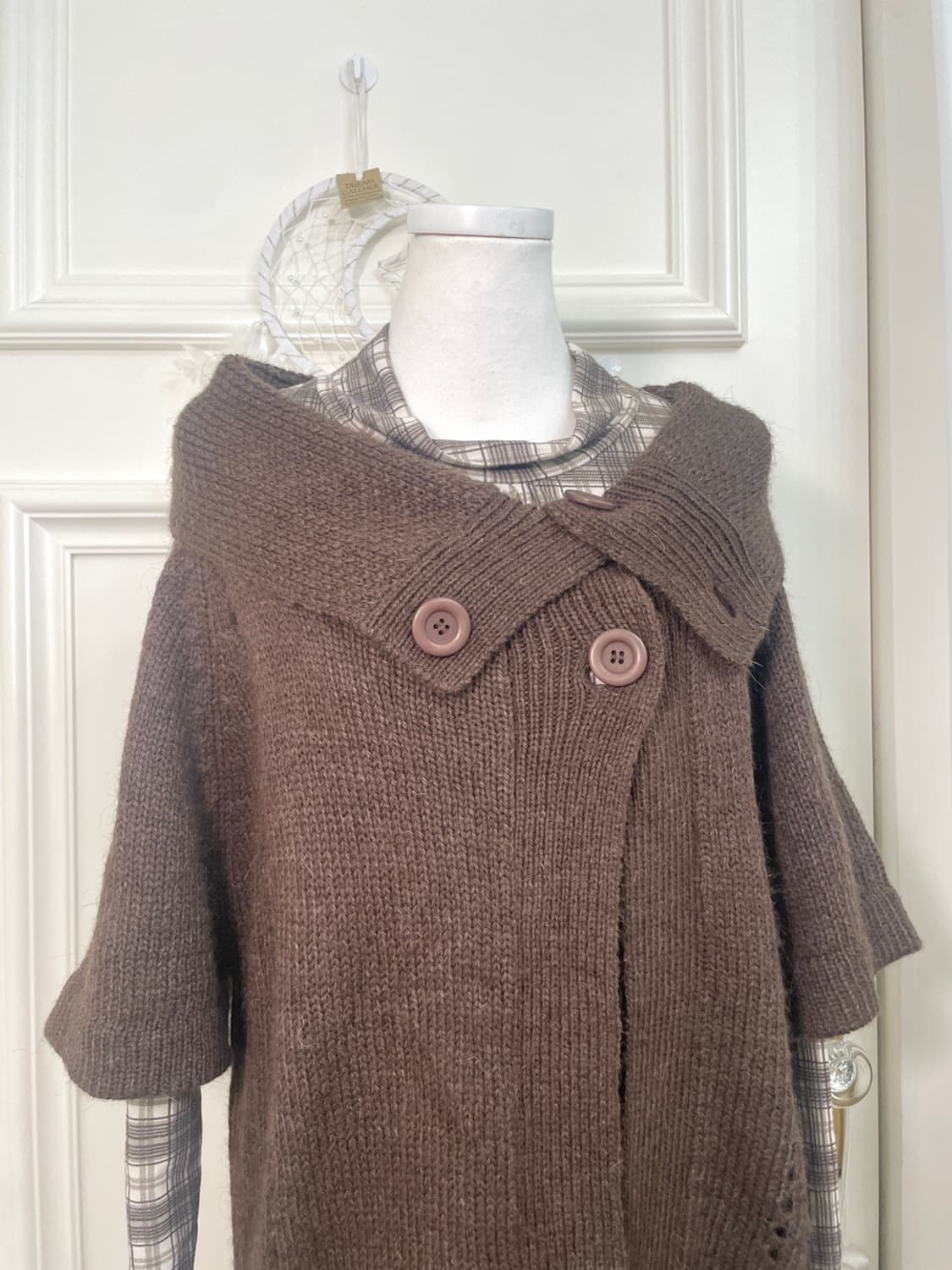 choco brown button point big collar card 상품이미지7