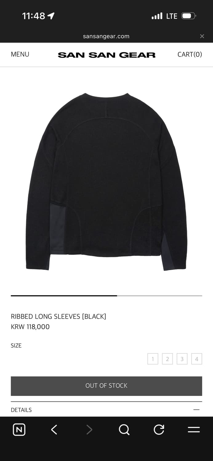 [1] 산산기어 리브드 롱슬리브 블랙 상품이미지2