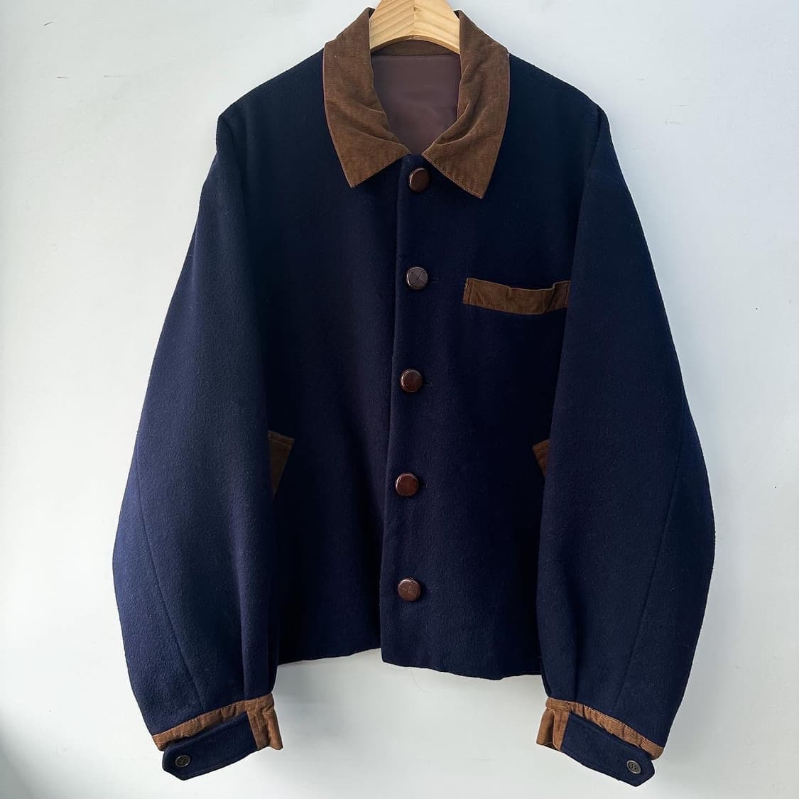 하카옴므 제팬 네이비 코듀로이카라 울자켓 상품이미지2