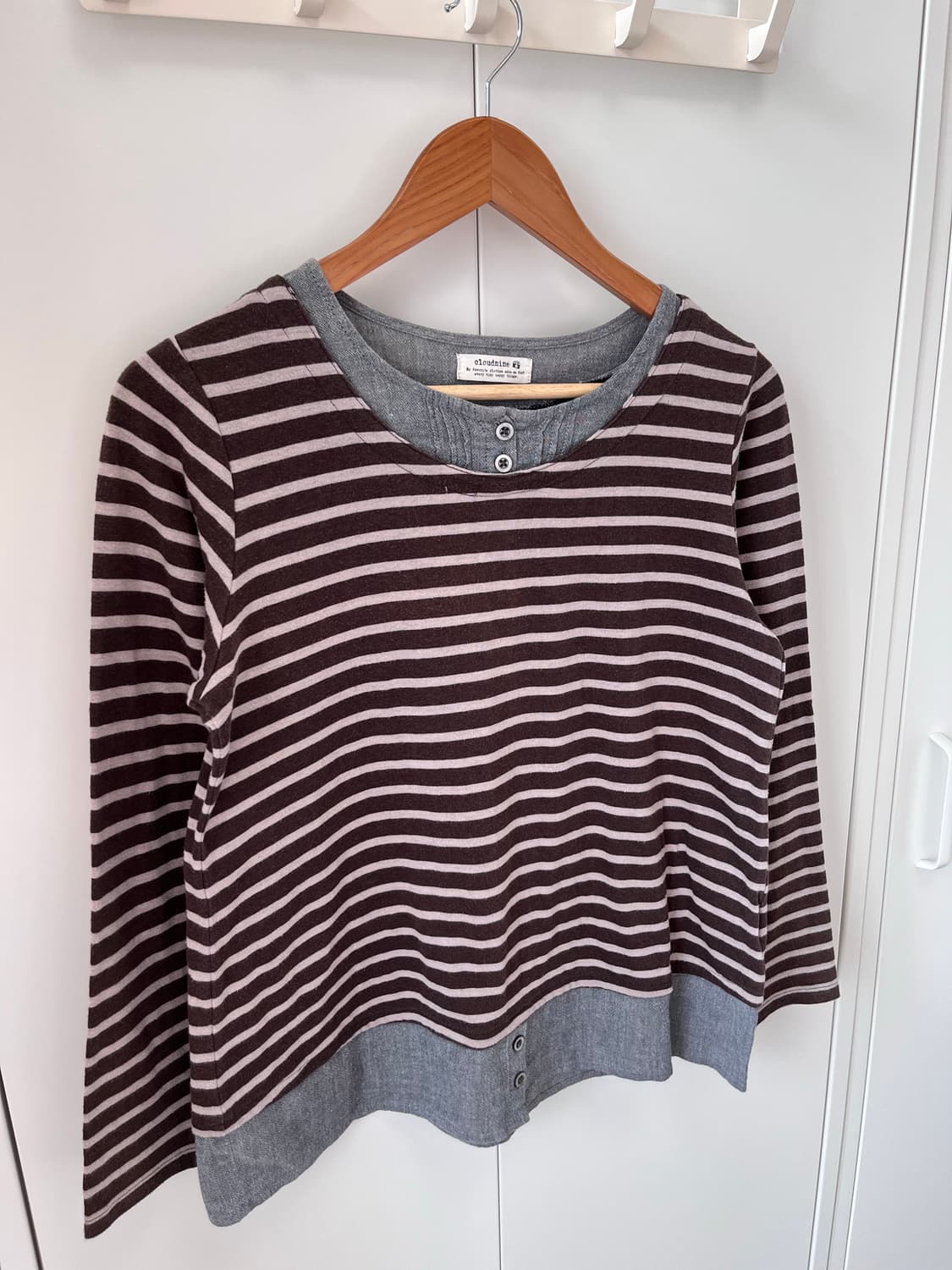 Cloundnine 줄무늬 셔츠 레이어드 티셔츠 상품이미지7