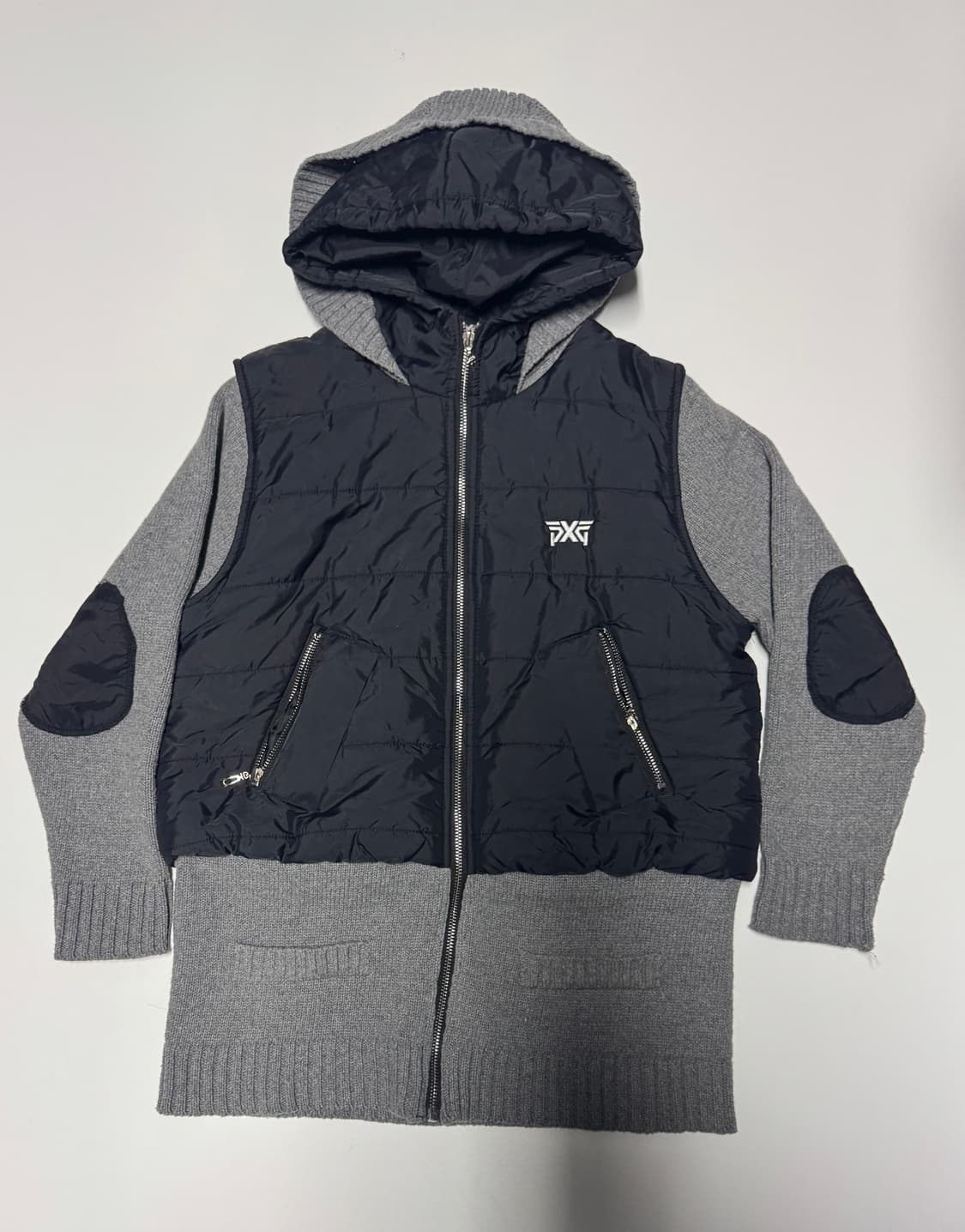 여성 PXG 골프 커스텀 리메이크 패딩 니트 후드 집업 S ~ M 상품이미지1