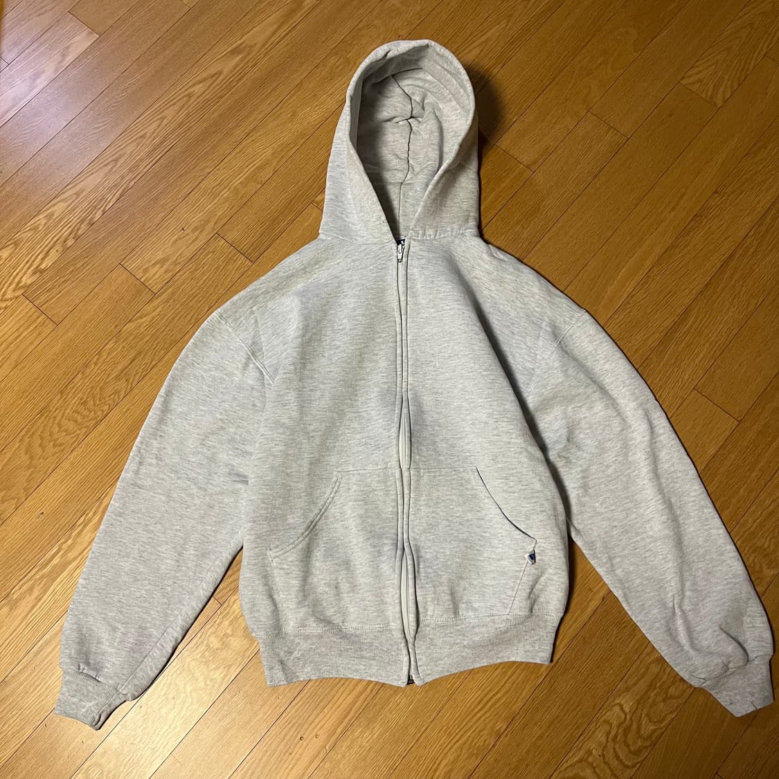 [M] 90s USA 빈티지 러셀 후드집업 헤더 그레이 상품이미지1