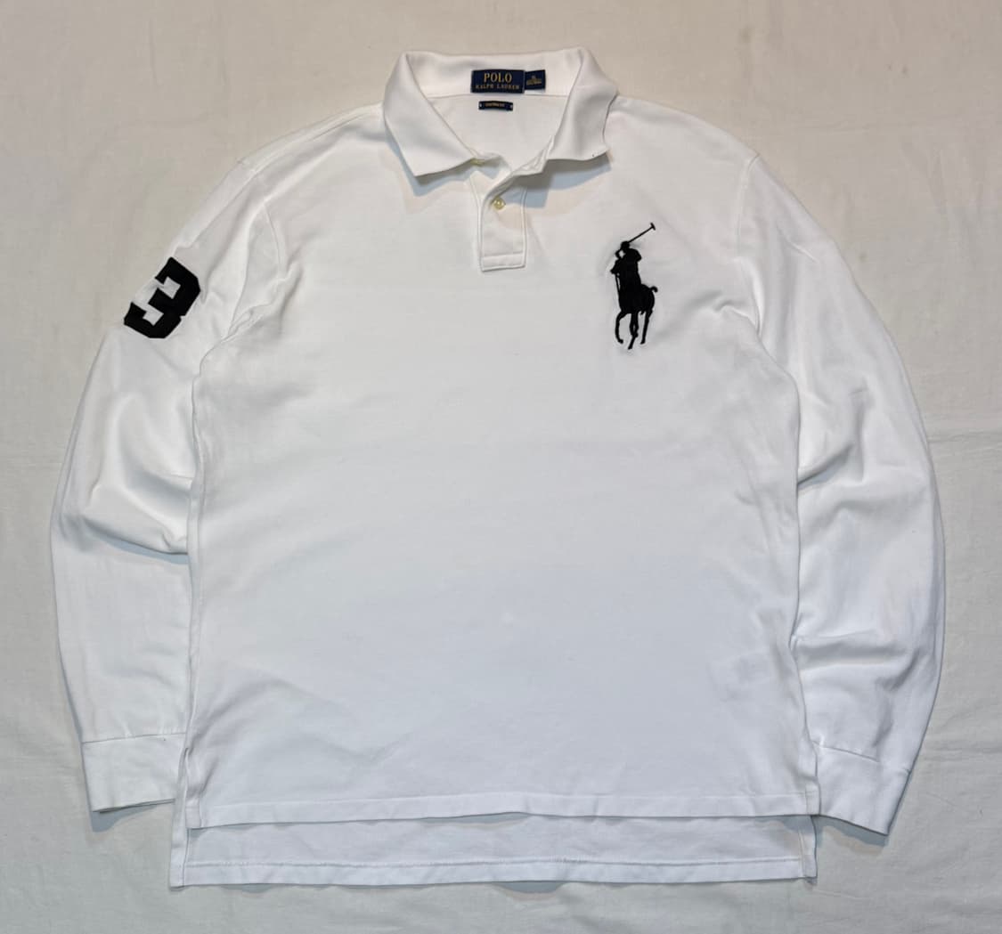 폴로 랄프로렌 빅포니 롱슬리브 카라티 화이트 블랙 상품이미지1