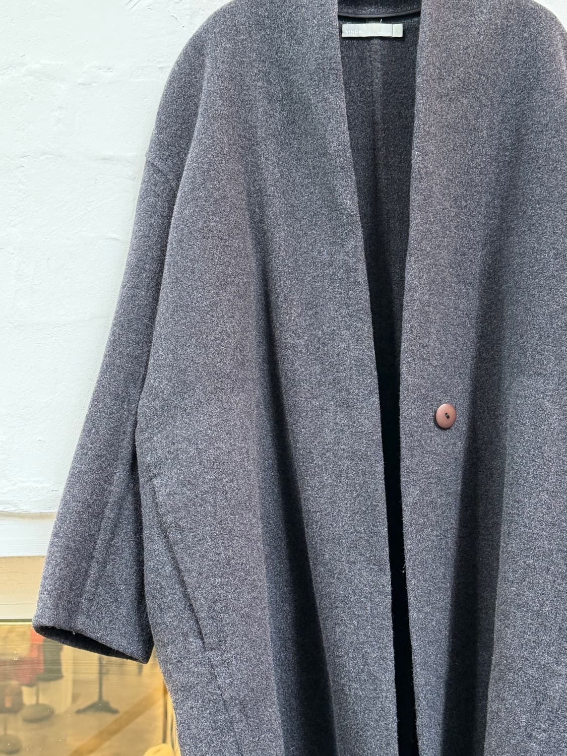 Vince 노카라 울 블렌드 롱라인 코트 S 상품이미지3