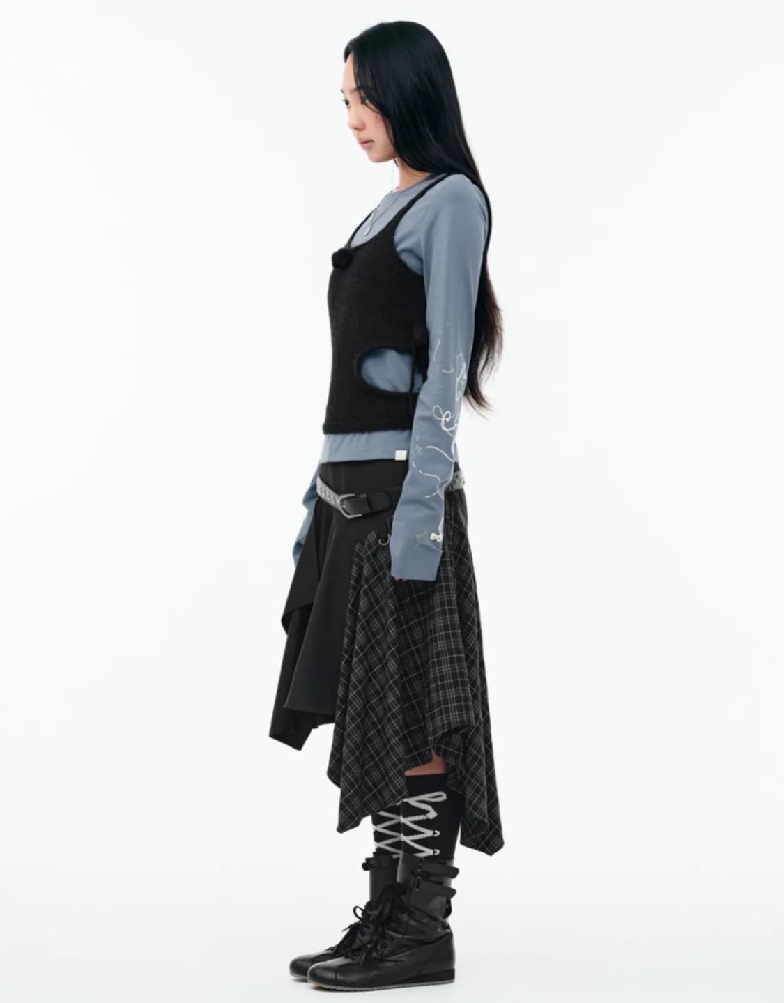 뚜오미오 스커트LAYERED ASYMMETRIC SKIRT [BLACK] 상품이미지2