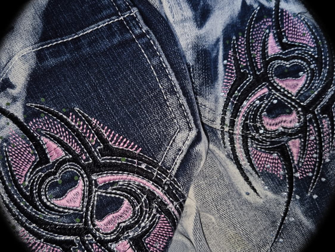 Crazy Age y2k pink Rose tattoo Jean 상품이미지5