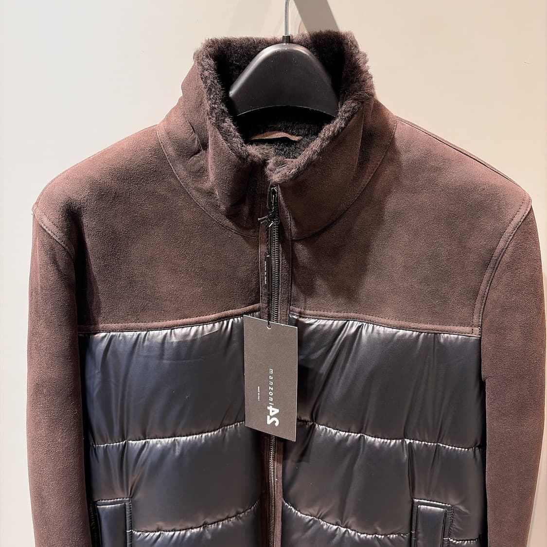 (정품/새상품) 만조니 남성 브라운 양가죽 스웨이드 봄버 자켓 상품이미지2