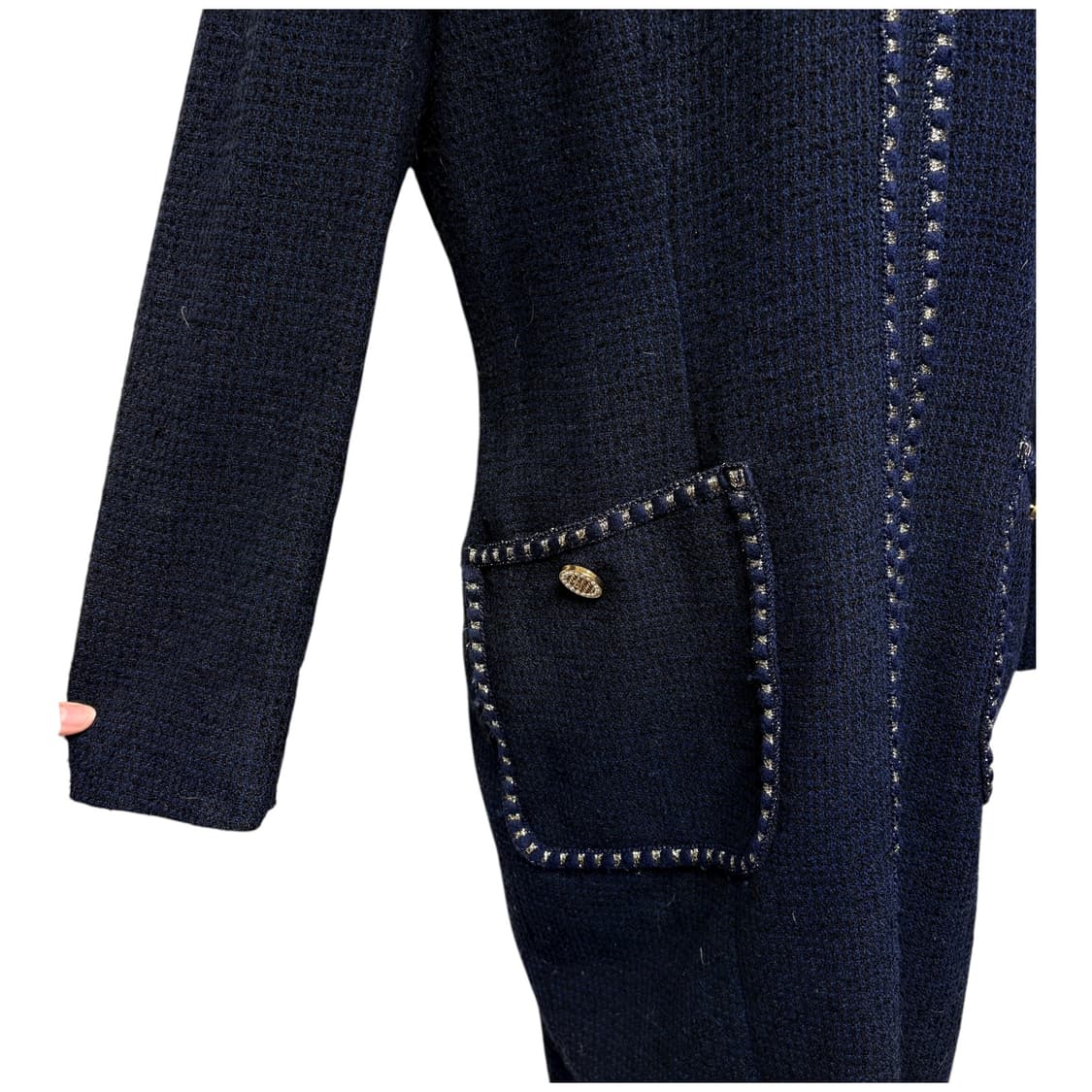 3694 모조에스핀 네이비 트위드원피스  상품이미지4