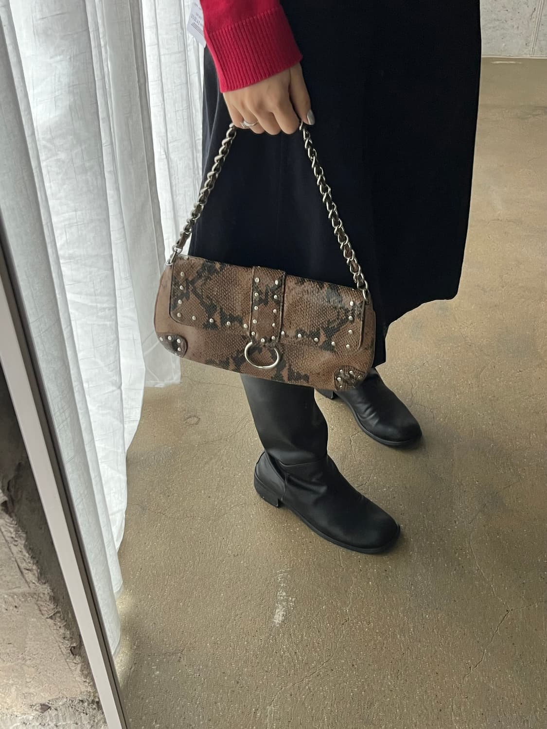 90s 소가죽 파이톤 숄더백 상품이미지2