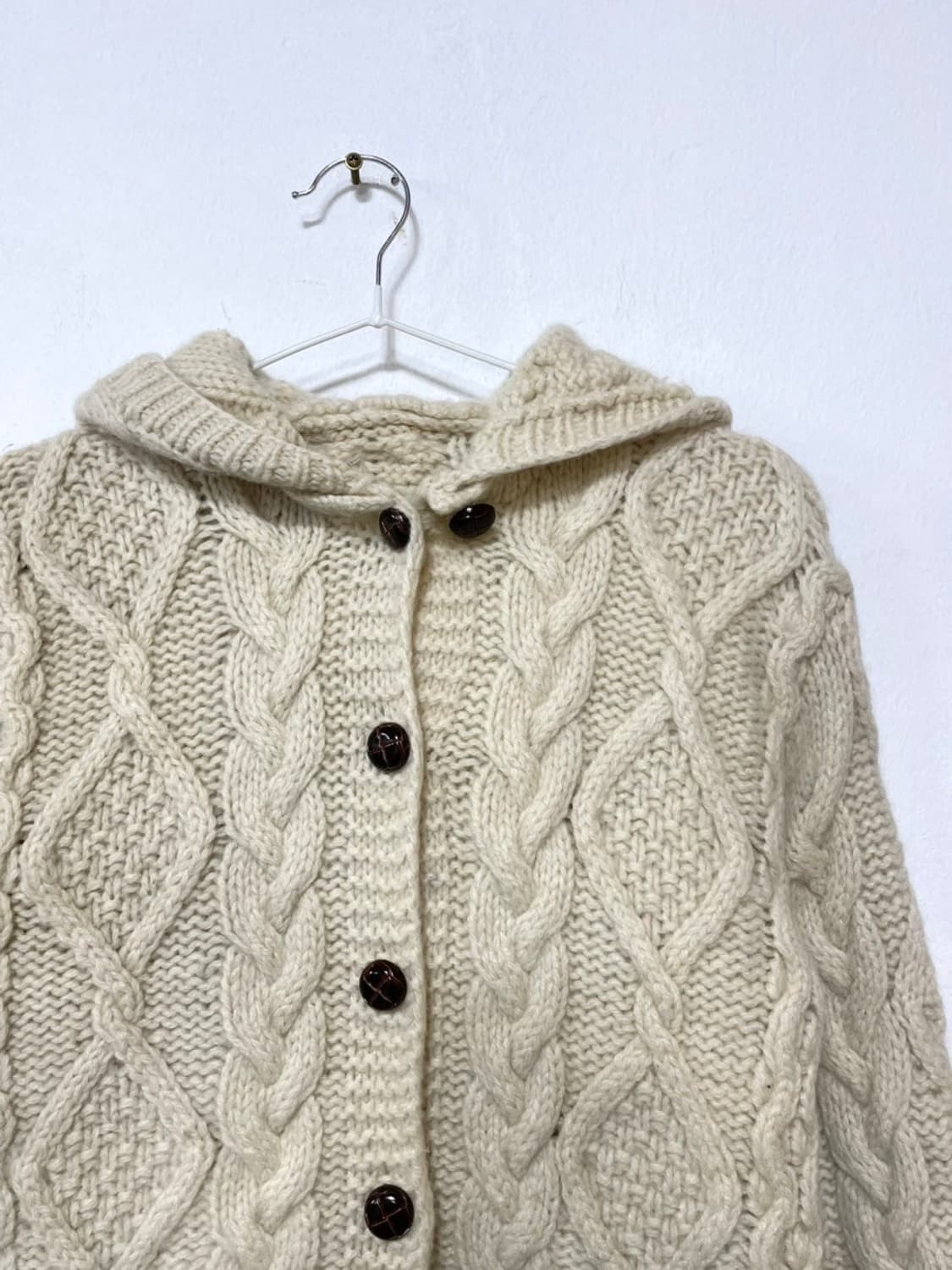 아이보리 꽈배기 후드 니트 가디건 상품이미지2