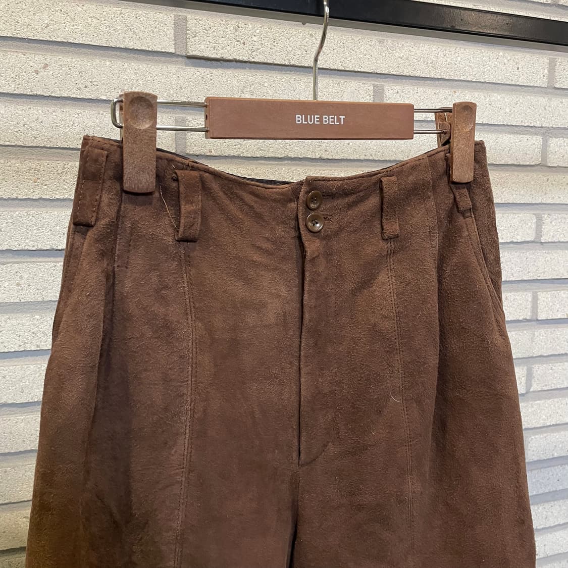 JPN VINTAGE 스웨이드 양가죽 버뮤다 팬츠 와이드핏 디테일 브라운 상품이미지4