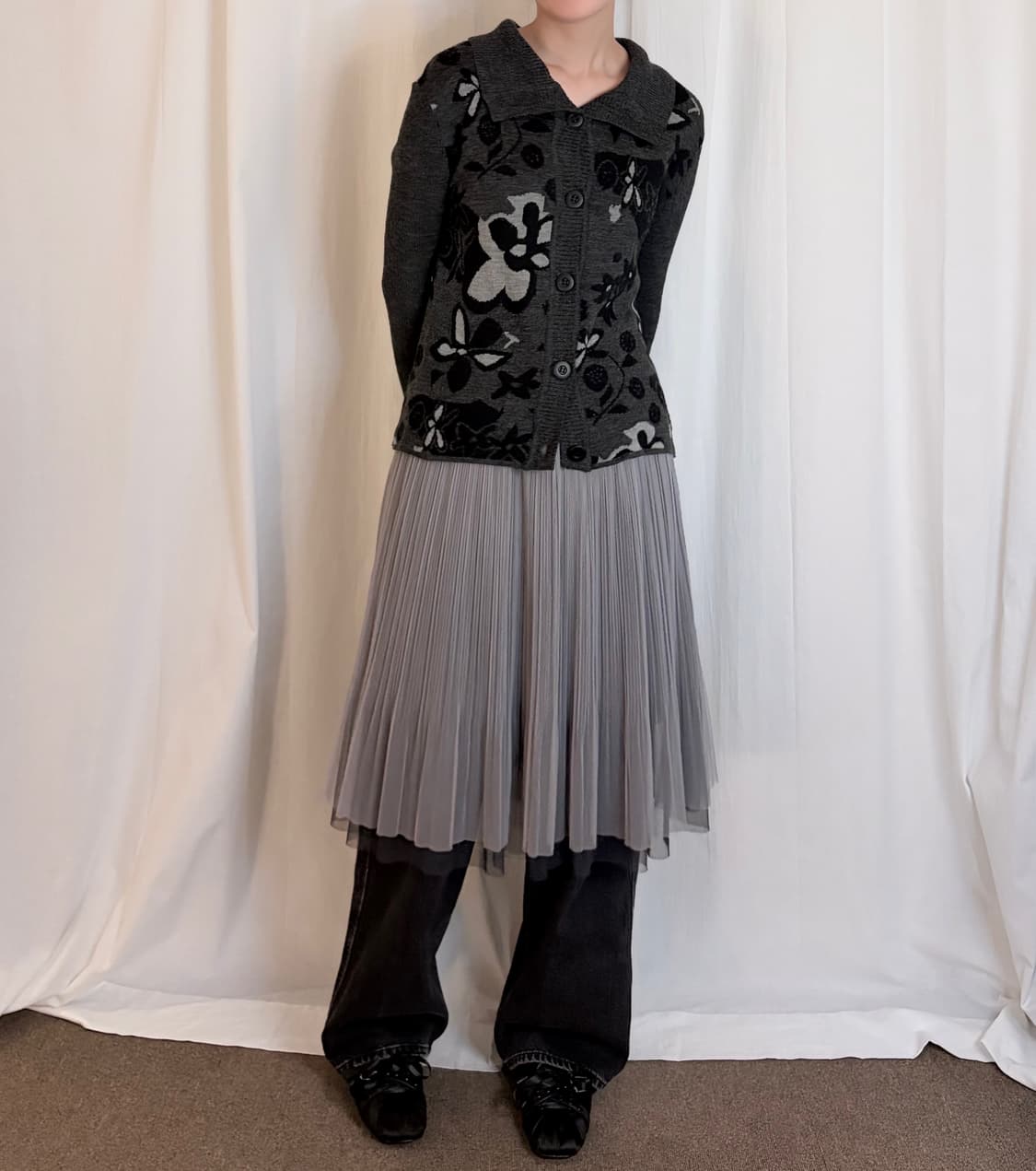 Shawl Collar Cardigan – Dark Grey 상품이미지2