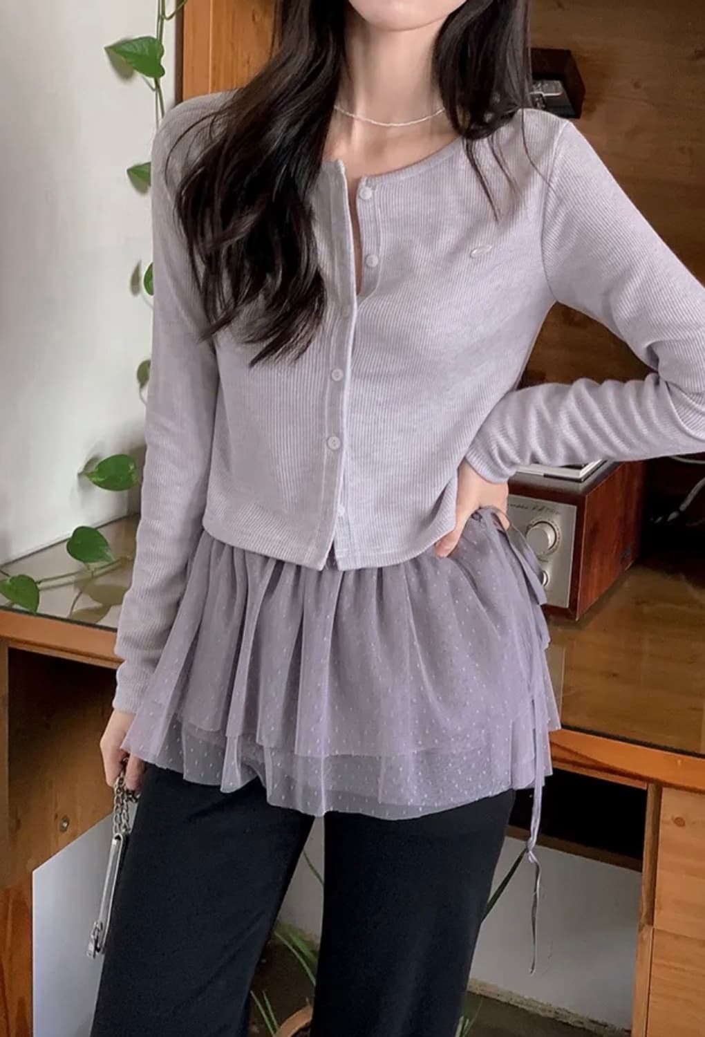 쇼퍼랜드 made 스프링 멀린 여리핏 팬던트 골지 가디건 상품이미지2