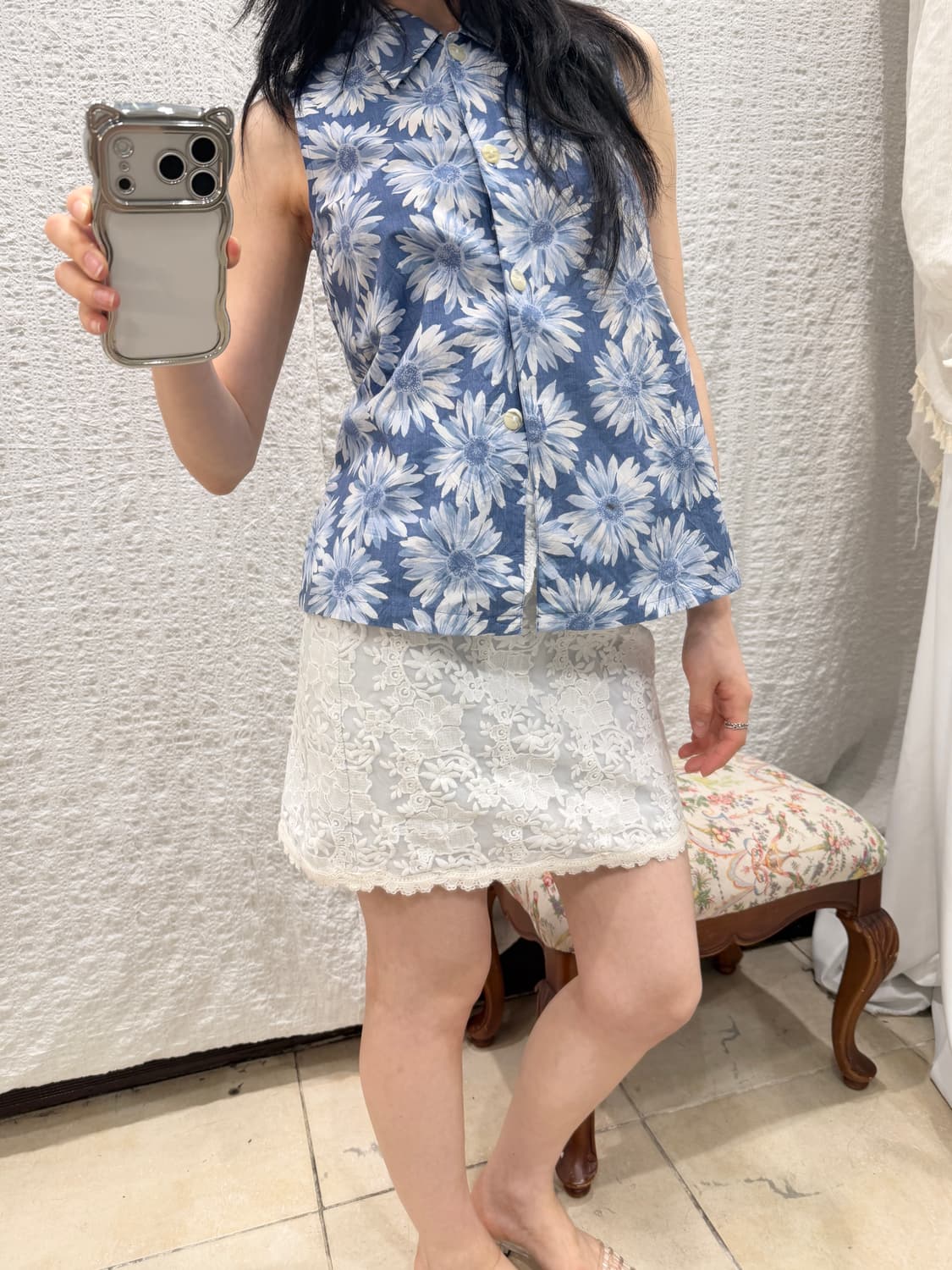 Floral lace pocket mini skirt 상품이미지2