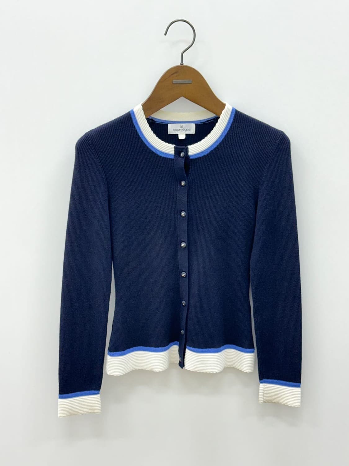 courreges / 꾸레쥬 네이비 골지 라운드 가디건  상품이미지1