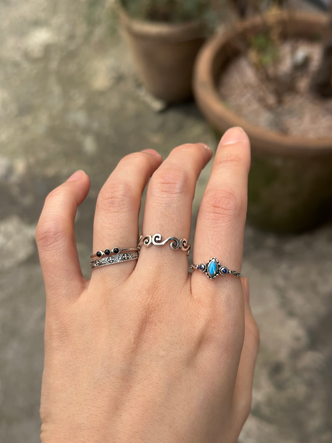 Turquoise & Lapis Trio 925silver Ring 상품이미지4