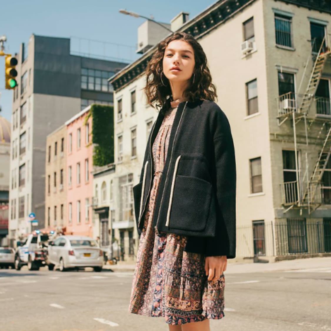 써스데이 보헤미안 쉬폰 소매배색 미니원피스 상품이미지6