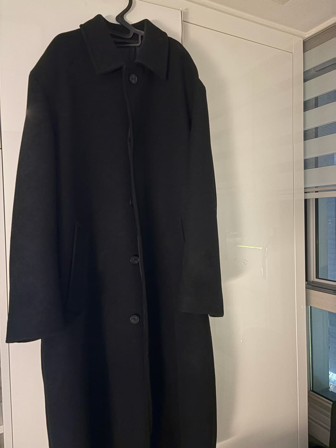 무신사스탠다드 울 블렌드 맥시 발마칸 로브 코트 블랙 L 상품이미지1