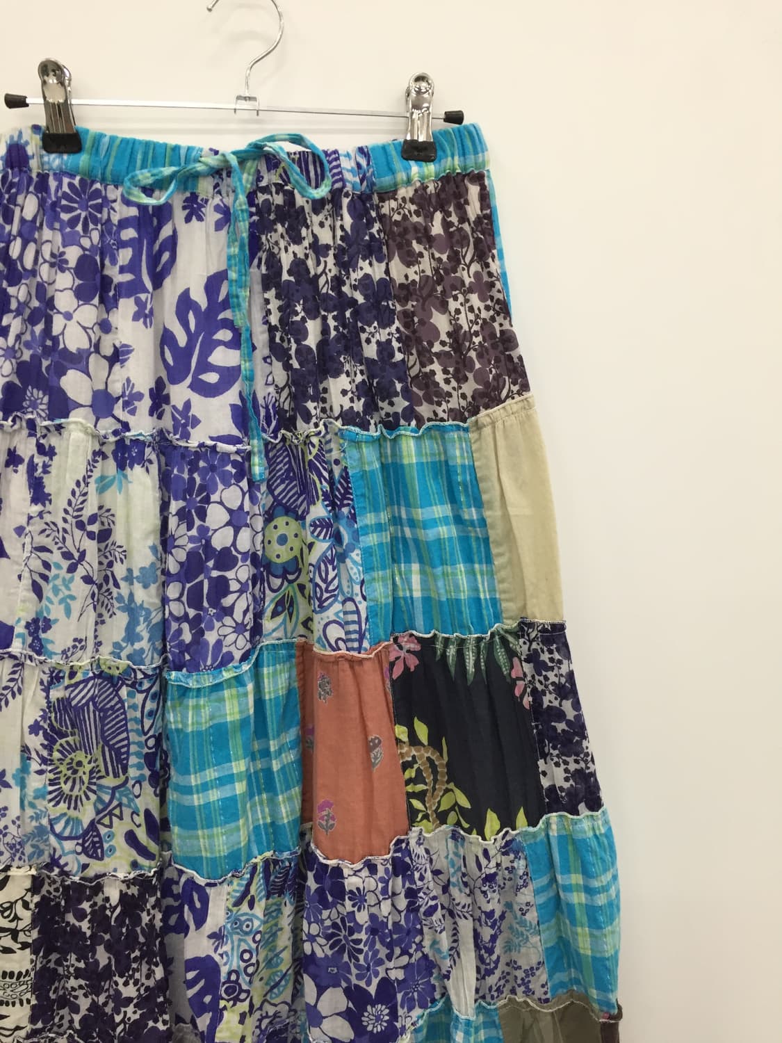 Jpn Blue Floral Patchwork Tiered Skirt 상품이미지7