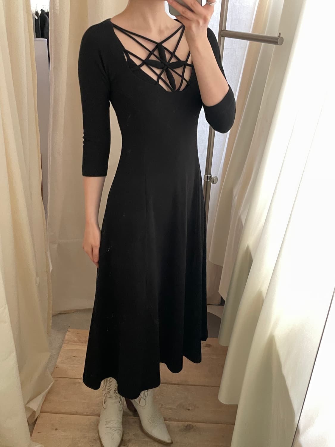 criss-cross strappy neck flare dress 상품이미지8