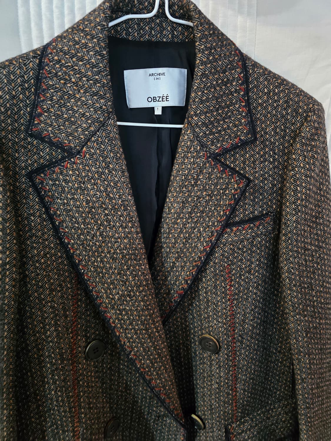 OBZEE 헤링본 더블 자켓 상품이미지1