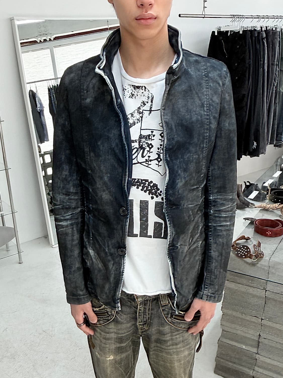 토네이도 마트 더티 워시드 데님 블레이저 자켓 상품이미지5